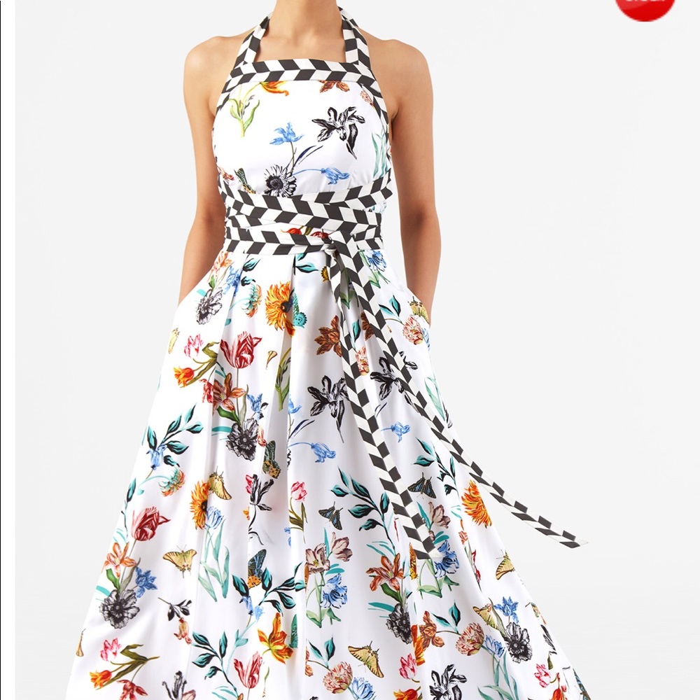 Butterfly Print Maxi Halter Dress